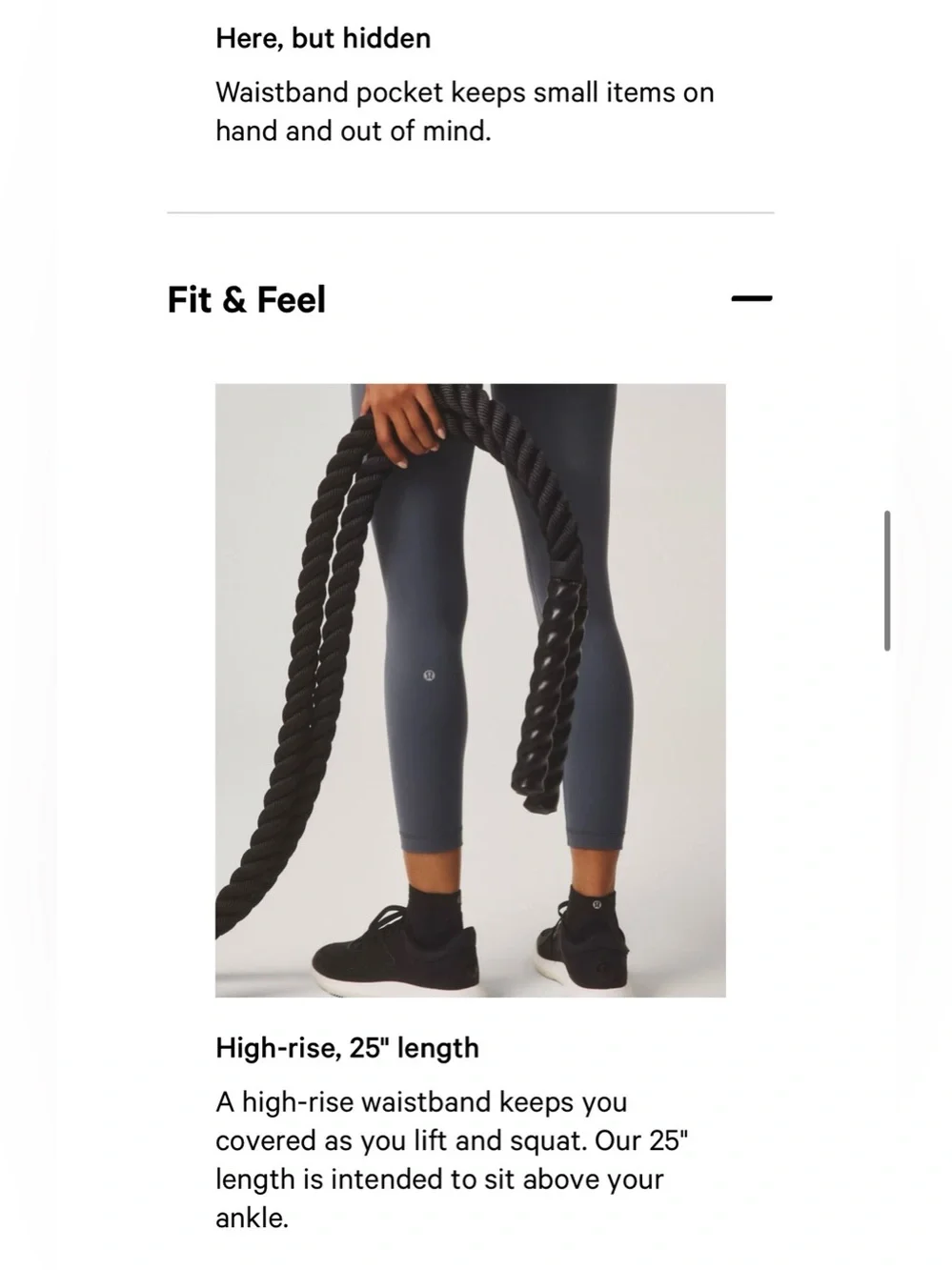 Lululemon Wunder Train High-Rise Tight 25” Black , size 8